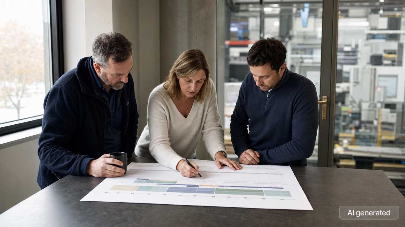 Team plant die Ablösung eines Legacy-Systems anhand eines gedruckten Migrationsplans