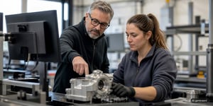 Digitale Arbeitsanweisungen führen einen Werker Schritt für Schritt durch die Produktion