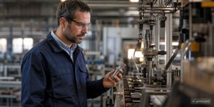 Prozessingenieur überwacht laufende Fertigungslinie in Echtzeit und reagiert auf Abweichung