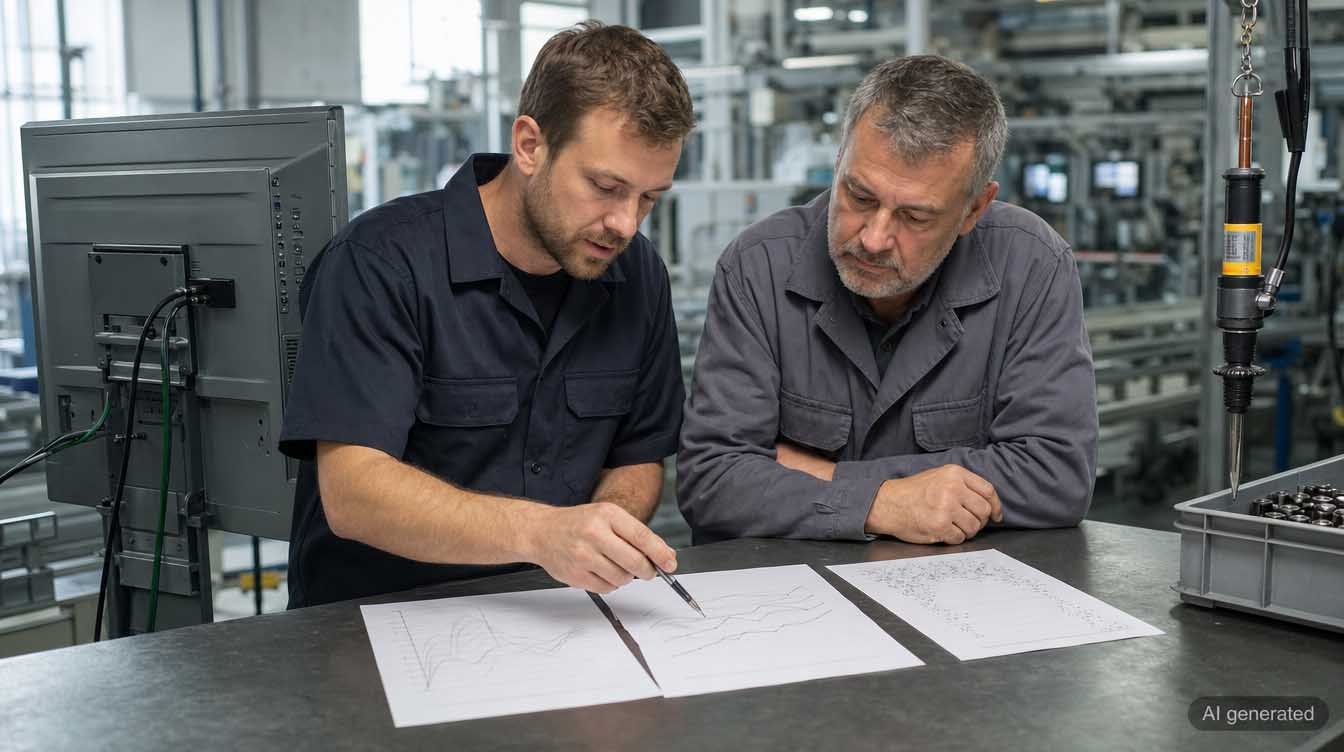 Intelligente Werkerführung: Qualitätssicherung bewertet einen KI-Hinweis aus Prozessdaten und gibt ihn frei