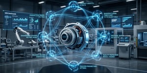 Datenmodell für Rückverfolgbarkeit in der Fertigung mit 8 verknüpften Pflichtfeldern von Seriennummer über Materialcharge bis zum Auslieferungsnachweis