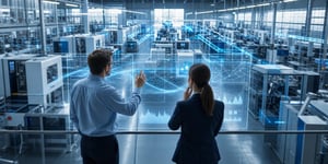 Qualitätsmanagementsoftware in der Fertigung: Vernetzte Produktionsanlagen mit Echtzeit-Prozessdaten, Traceability und digitalem Qualitätsmanagement.