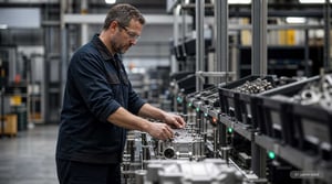 Werkerassistenzsystem in der Industrie 4.0 führt Werker am Montagearbeitsplatz Schritt für Schritt